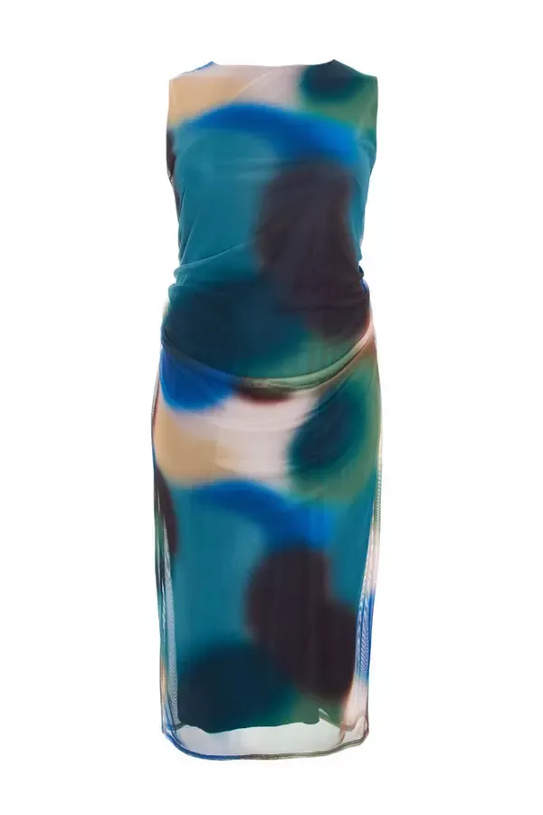Quiz Clothing Dresses Curve Multicoloured Brushstroke Midaxi Dress 8211 Women