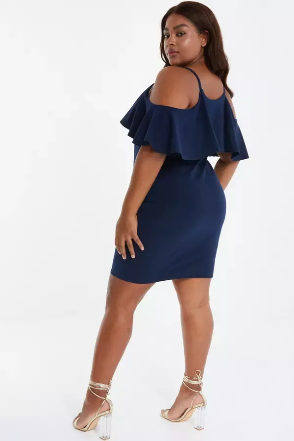 Quiz Clothing Dresses Curve Navy Frill Midi Dress 8211 Women