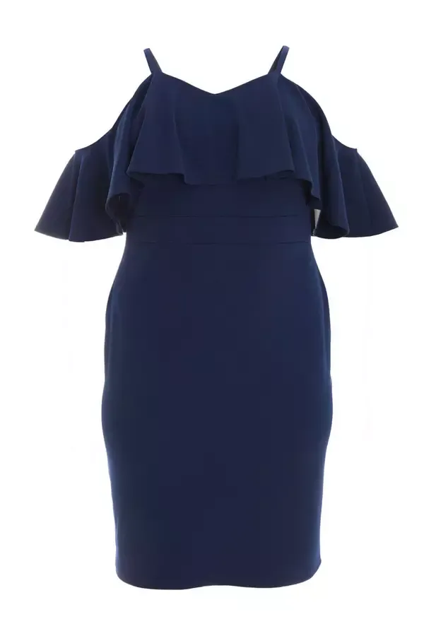 Quiz Clothing Dresses Curve Navy Frill Midi Dress 8211 Women