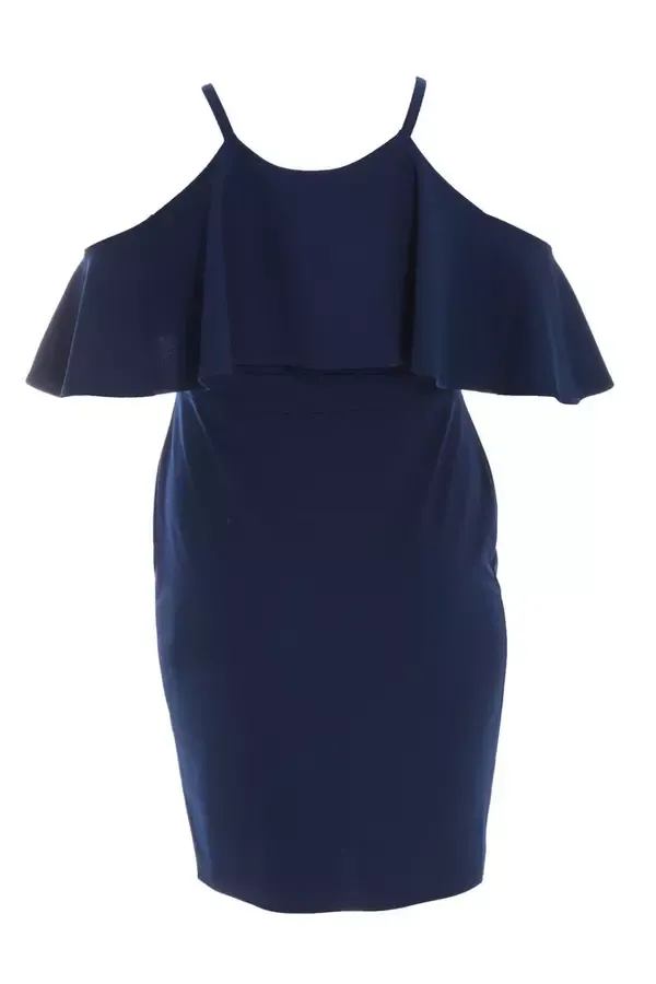 Quiz Clothing Dresses Curve Navy Frill Midi Dress 8211 Women