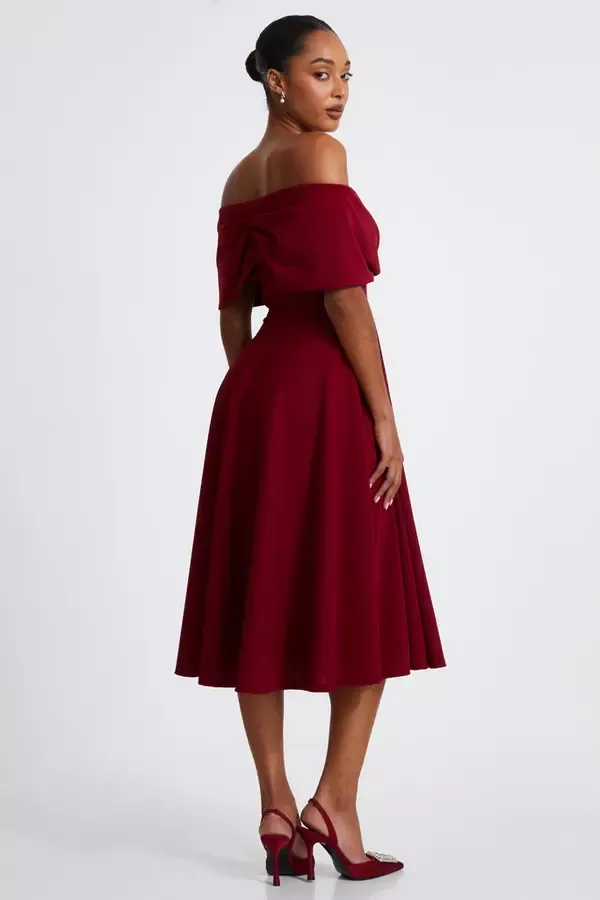 Quiz Clothing Dresses Dark Red Skater Midi Dress 8211 Women
