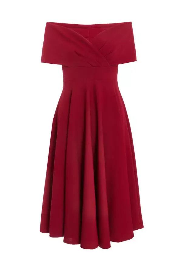 Quiz Clothing Dresses Dark Red Skater Midi Dress 8211 Women