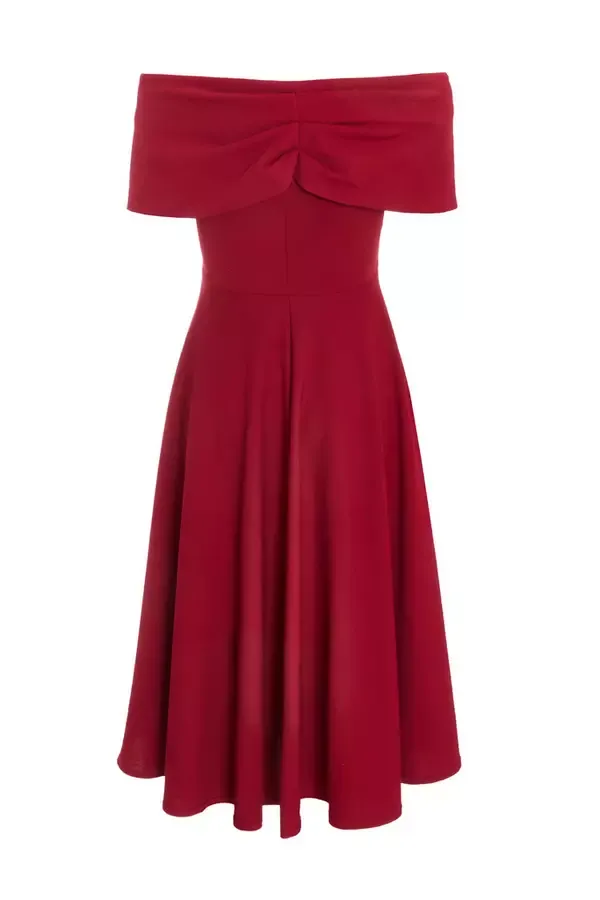 Quiz Clothing Dresses Dark Red Skater Midi Dress 8211 Women