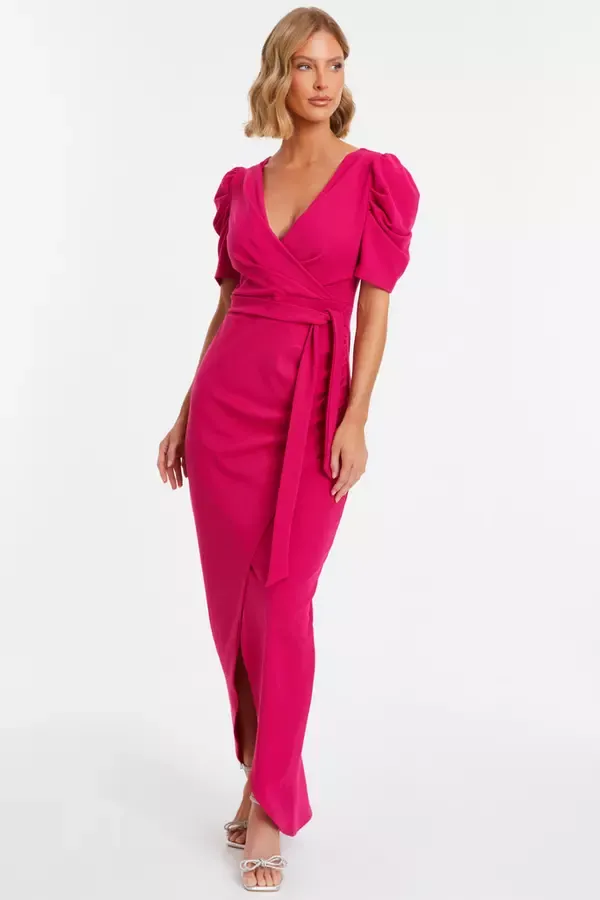 Quiz Clothing Dresses Fuchsia Wrap Maxi Dress 8211 Women