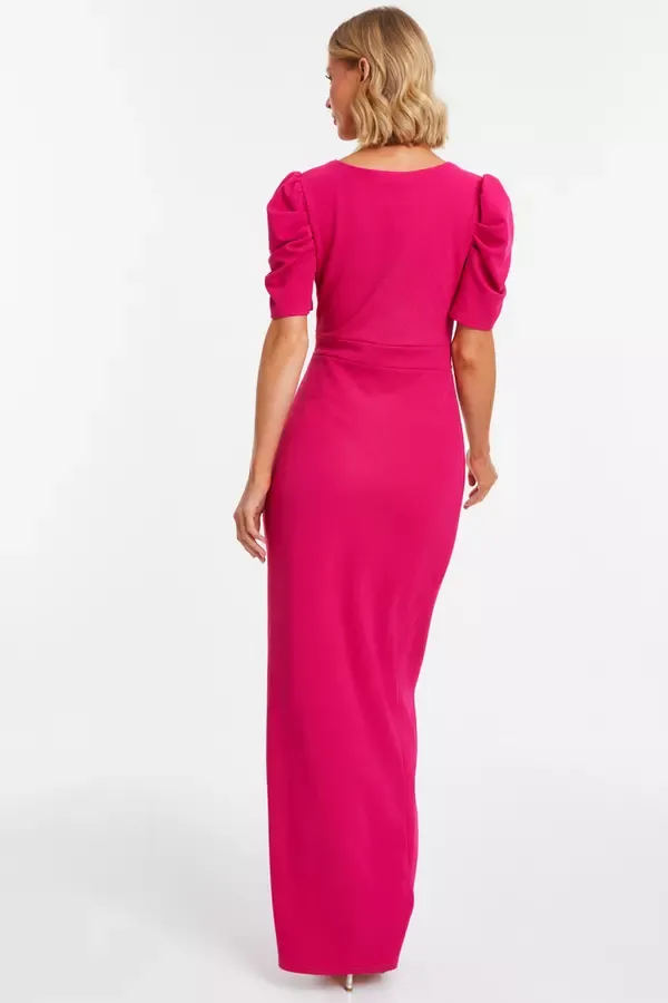 Quiz Clothing Dresses Fuchsia Wrap Maxi Dress 8211 Women