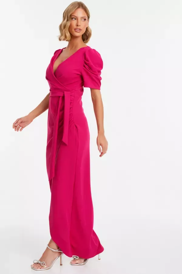 Quiz Clothing Dresses Fuchsia Wrap Maxi Dress 8211 Women