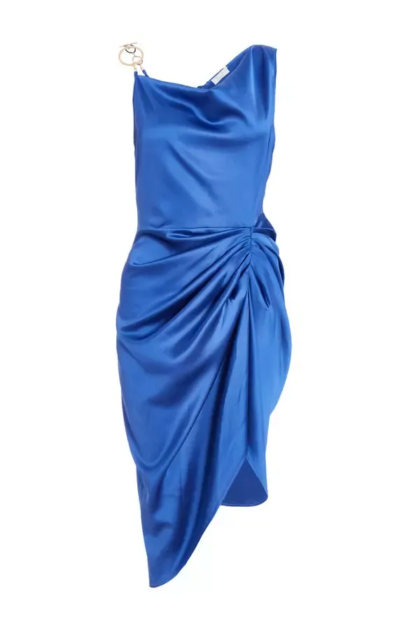 Quiz Clothing Dresses Indigo Satin Ruched Midi Dress 8211 Women