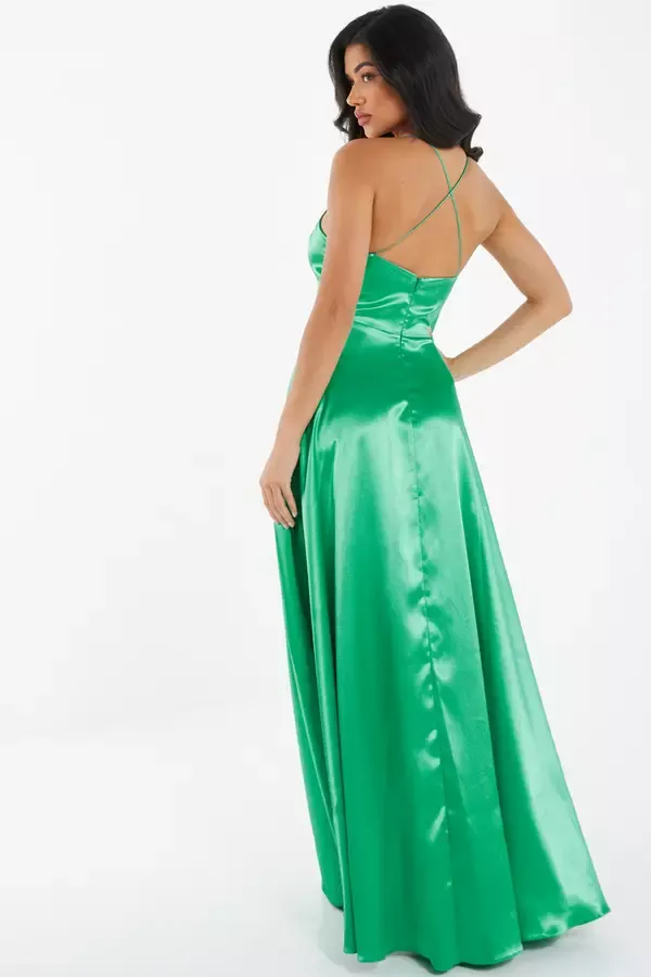 Quiz Clothing Dresses Jade Green Satin Maxi Dress 8211 Women