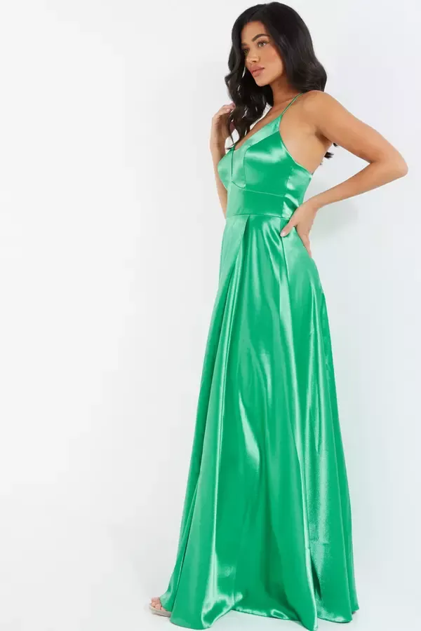 Quiz Clothing Dresses Jade Green Satin Maxi Dress 8211 Women