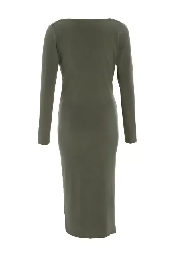 Quiz Clothing Dresses Khaki Cowl Neck Bodycon Midi Dress 8211 Women