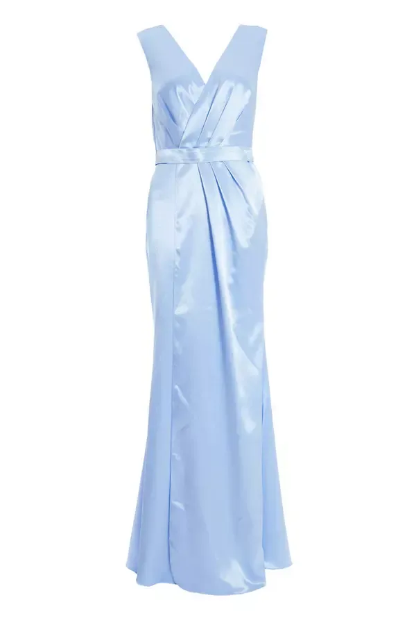 Quiz Clothing Dresses Light Blue Satin Wrap Split Leg Maxi Dress 8211 Women