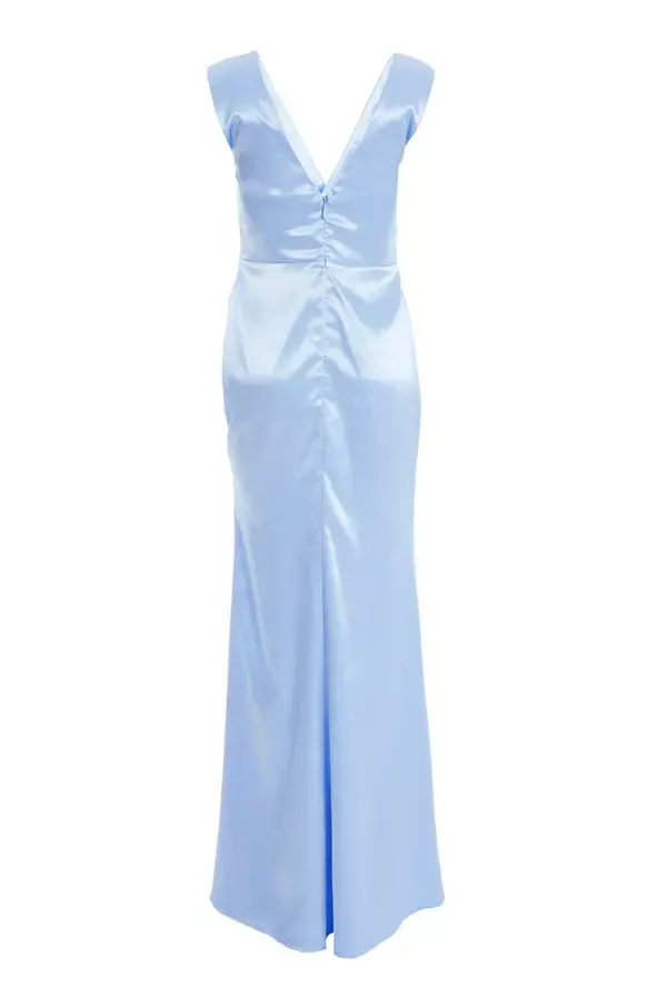 Quiz Clothing Dresses Light Blue Satin Wrap Split Leg Maxi Dress 8211 Women