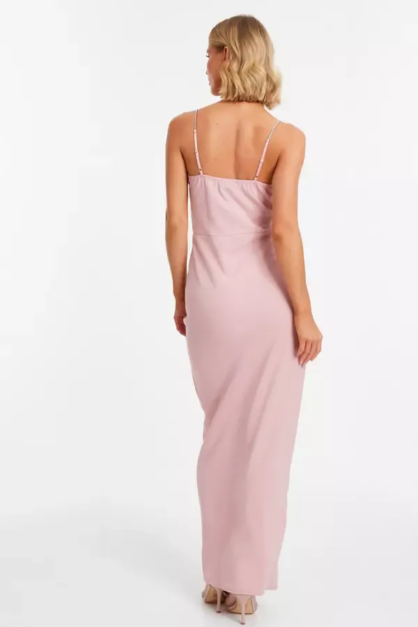 Quiz Clothing Dresses Light Pink Diamante Ruched Maxi Dress 8211 Women