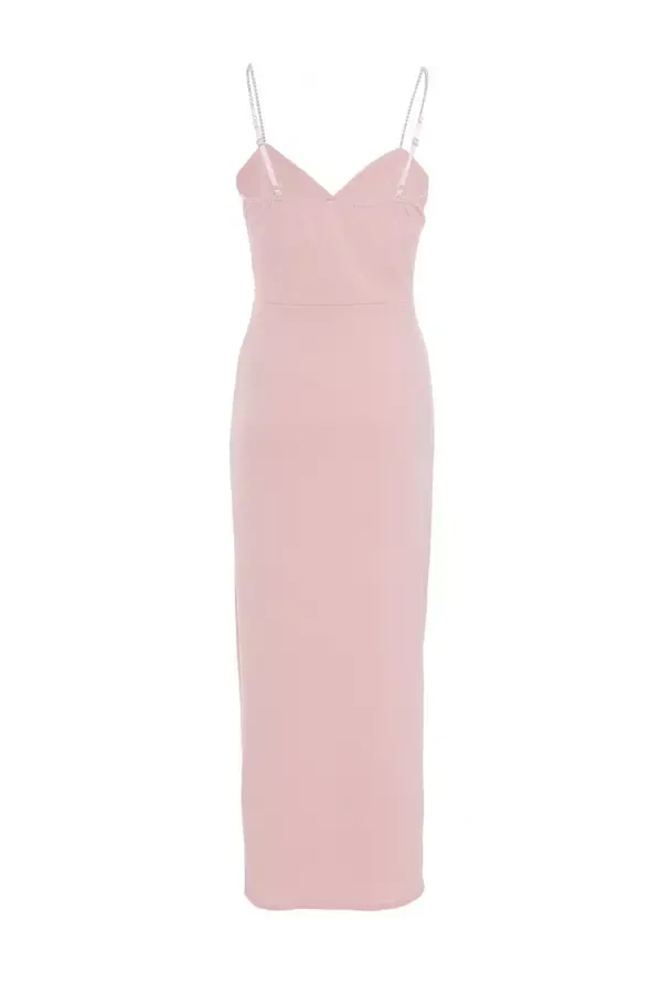 Quiz Clothing Dresses Light Pink Diamante Ruched Maxi Dress 8211 Women