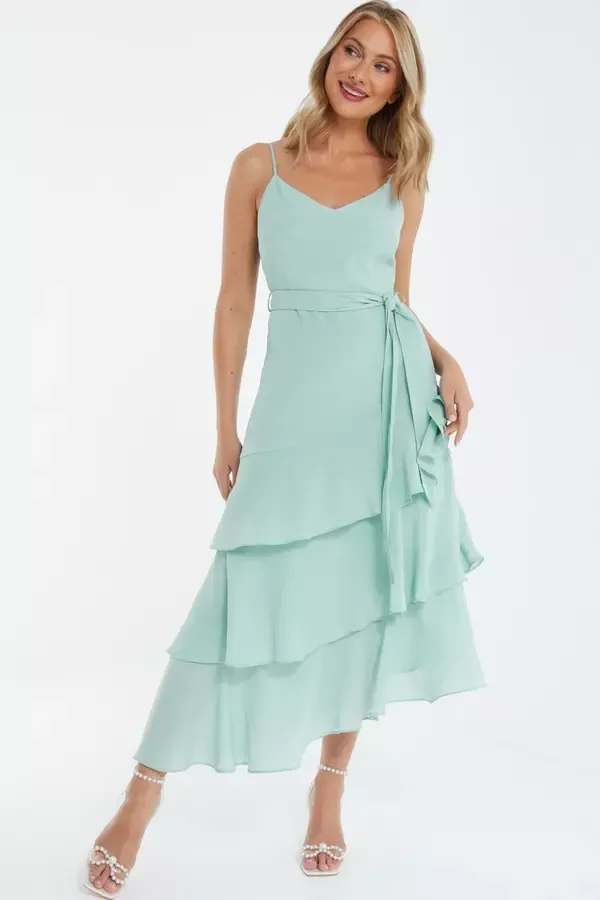 Quiz Clothing Dresses Mint Chiffon One Shoulder Dress 8211 Women