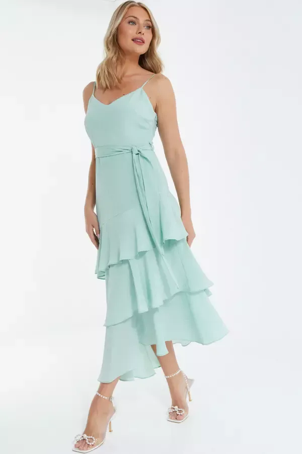 Quiz Clothing Dresses Mint Chiffon One Shoulder Dress 8211 Women