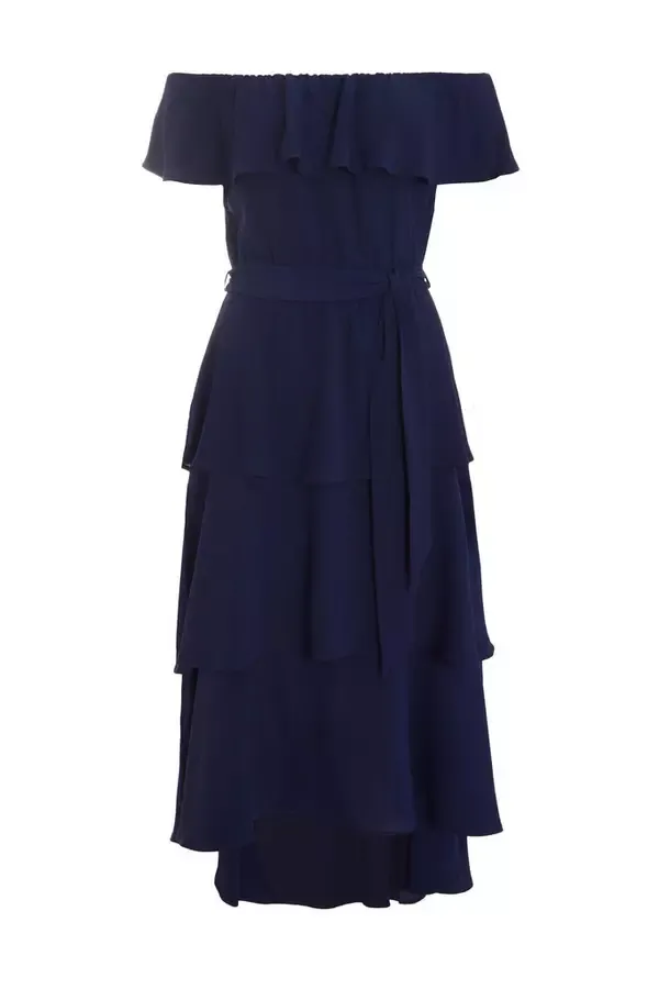 Quiz Clothing Dresses Navy Bardot Dip Hem Midi Dress 8211 Women