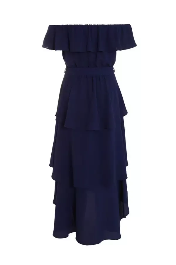 Quiz Clothing Dresses Navy Bardot Dip Hem Midi Dress 8211 Women