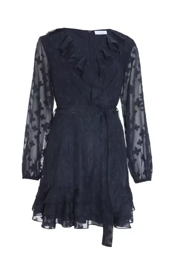 Quiz Clothing Dresses Navy Chiffon Dobby Mini Skater Dress 8211 Women