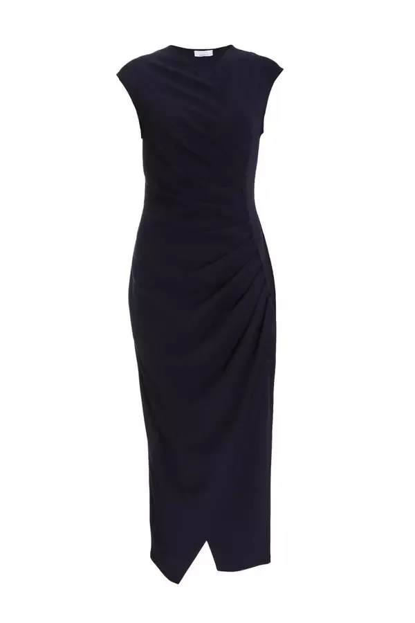 Quiz Clothing Dresses Navy Ruched Button Up Midaxi Dress 8211 Women
