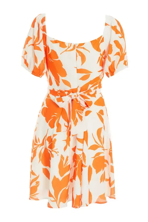 Quiz Clothing Dresses Orange Floral Skater Mini Dress 8211 Women