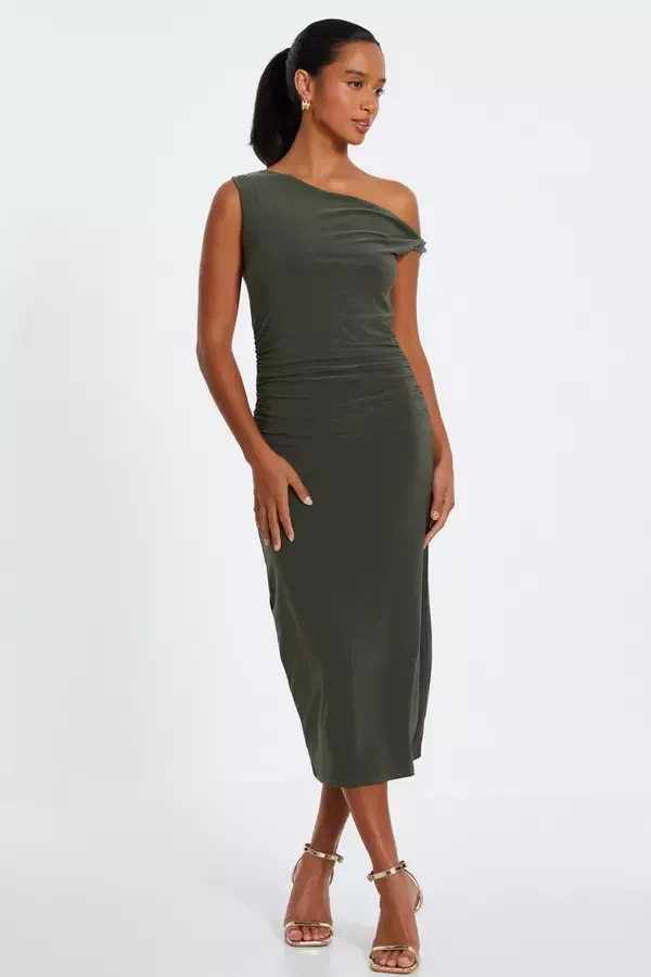 Quiz Clothing Dresses Petite Khaki Twist Strap Bodycon Maxi Dress 8211 Women