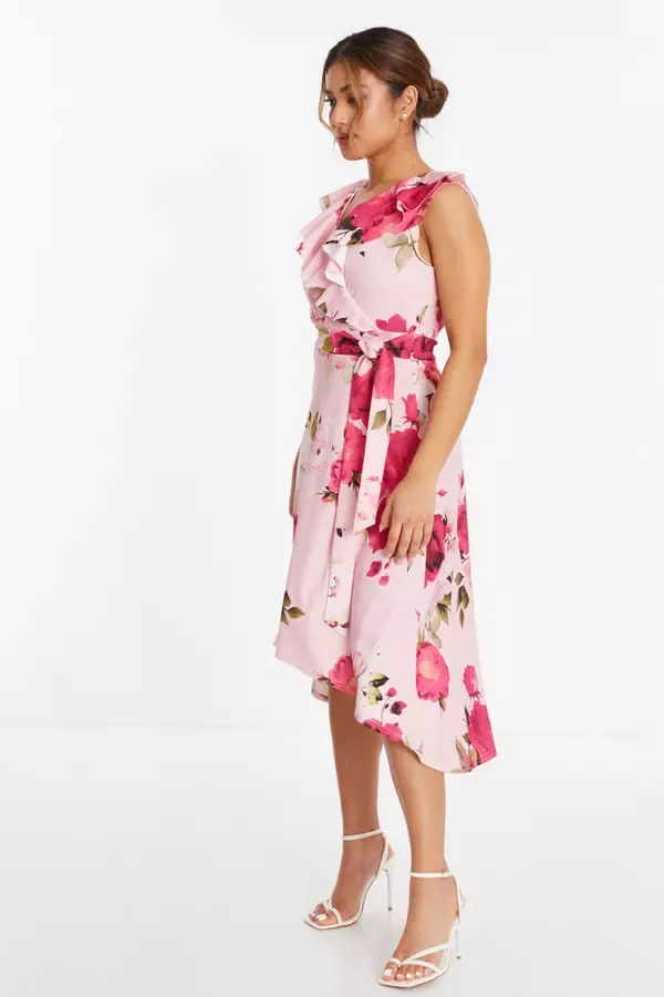 Quiz Clothing Dresses Petite Light Pink Floral Dip Hem Midi Dress 8211 Women Quiz Clothing Dresses Petite Light Pink Floral Dip Hem Midi Dress 8211 Women