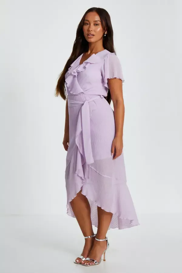 Quiz Clothing Dresses Petite Lilac Crinkle Woven Frill Midaxi Dress 8211 Women Quiz Clothing Dresses Petite Lilac Crinkle Woven Frill Midaxi Dress 8211 Women