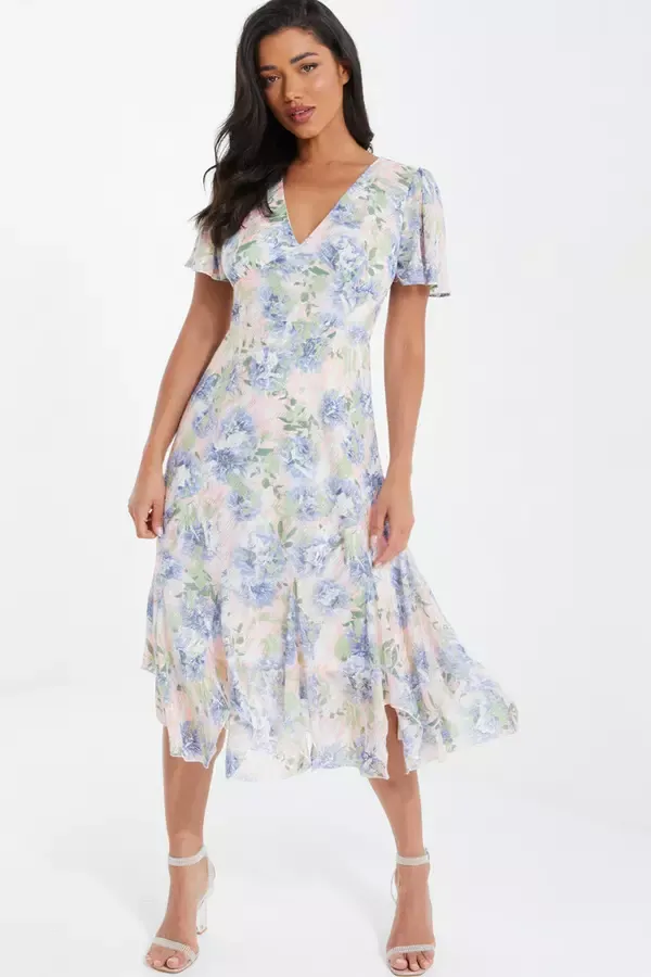 Quiz Clothing Dresses Pink Floral Midi Dress 8211 Women