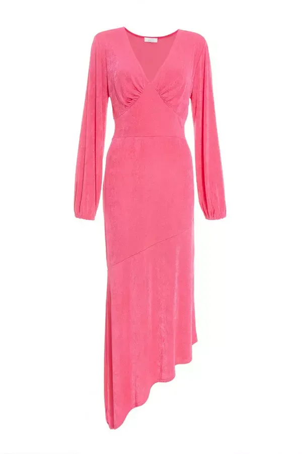 Quiz Clothing Dresses Pink Slinky Long Sleeve Maxi Dress 8211 Women