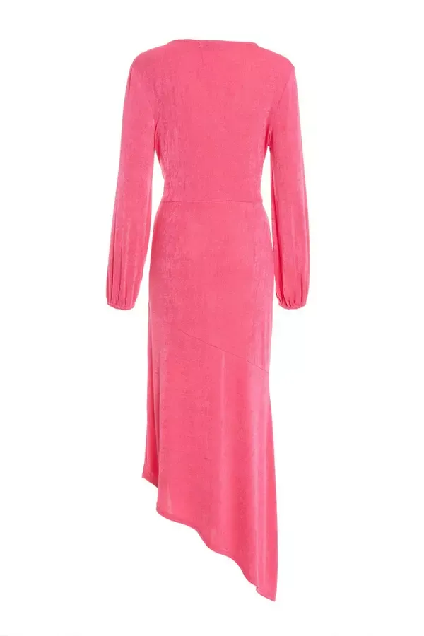 Quiz Clothing Dresses Pink Slinky Long Sleeve Maxi Dress 8211 Women