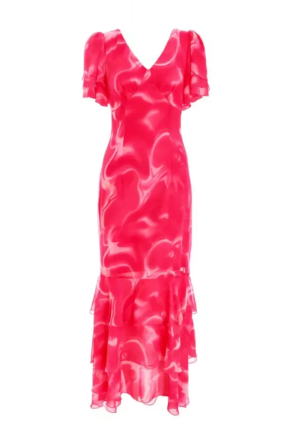 Quiz Clothing Dresses Pink Swirl Print Chiffon Maxi Dress 8211 Women