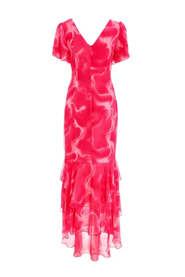 Quiz Clothing Dresses Pink Swirl Print Chiffon Maxi Dress 8211 Women
