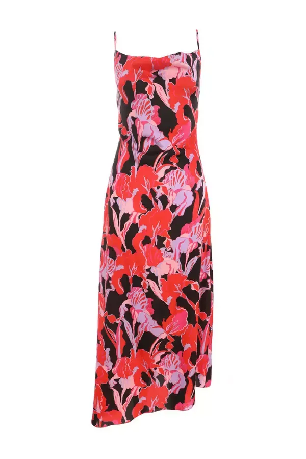 Quiz Clothing Dresses Red Floral Satin Midaxi Dress 8211 Women