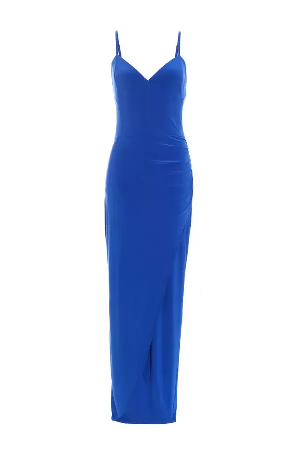 Quiz Clothing Dresses Royal Blue Wrap Maxi Dress 8211 Women