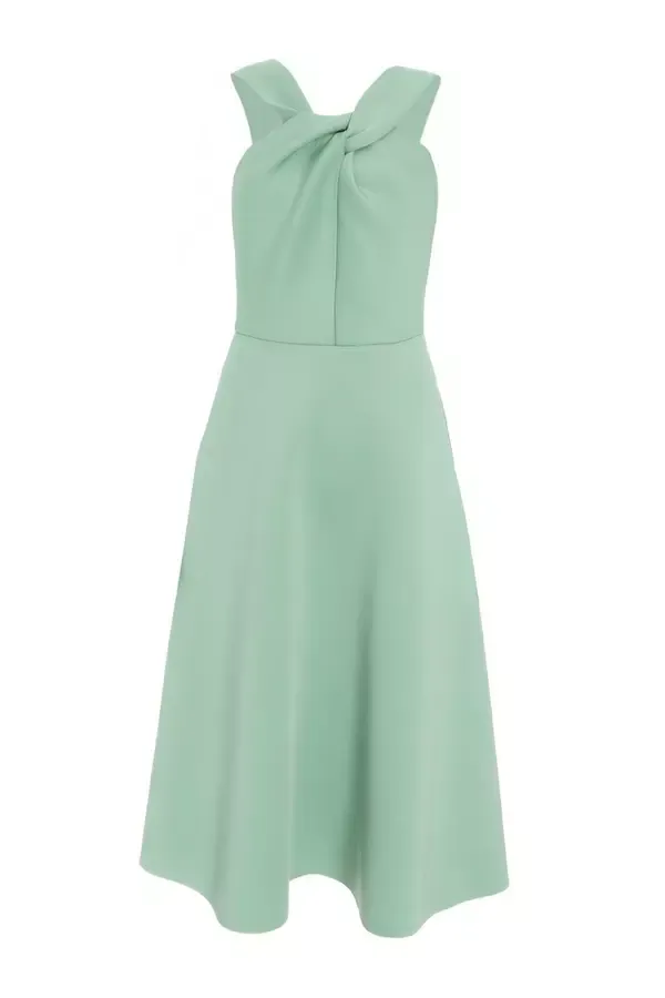 Quiz Clothing Dresses Sage Cross Front Skater Midi Dress 8211 Women