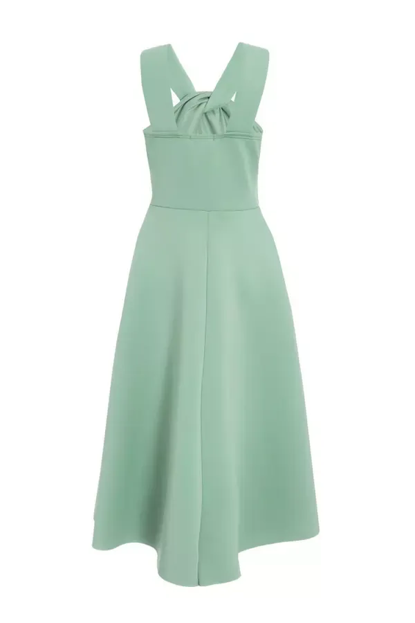 Quiz Clothing Dresses Sage Cross Front Skater Midi Dress 8211 Women