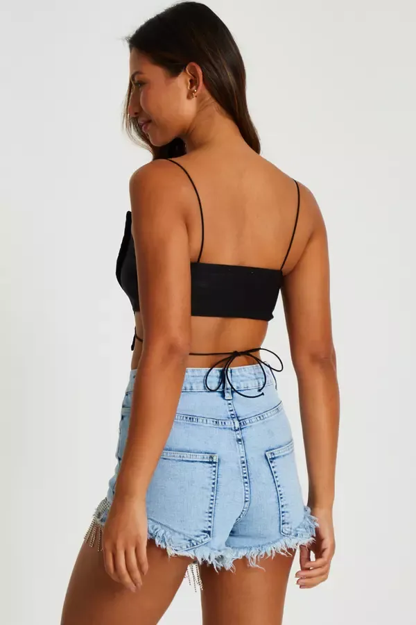 Quiz Clothing Going Out Black Diamante Butterfly Tie Back Top 8211 Women