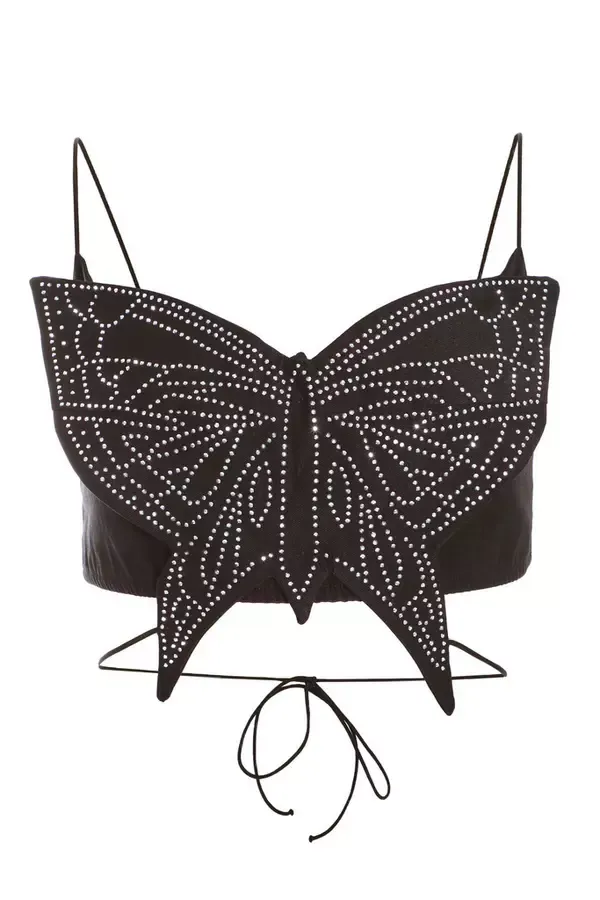 Quiz Clothing Going Out Black Diamante Butterfly Tie Back Top 8211 Women