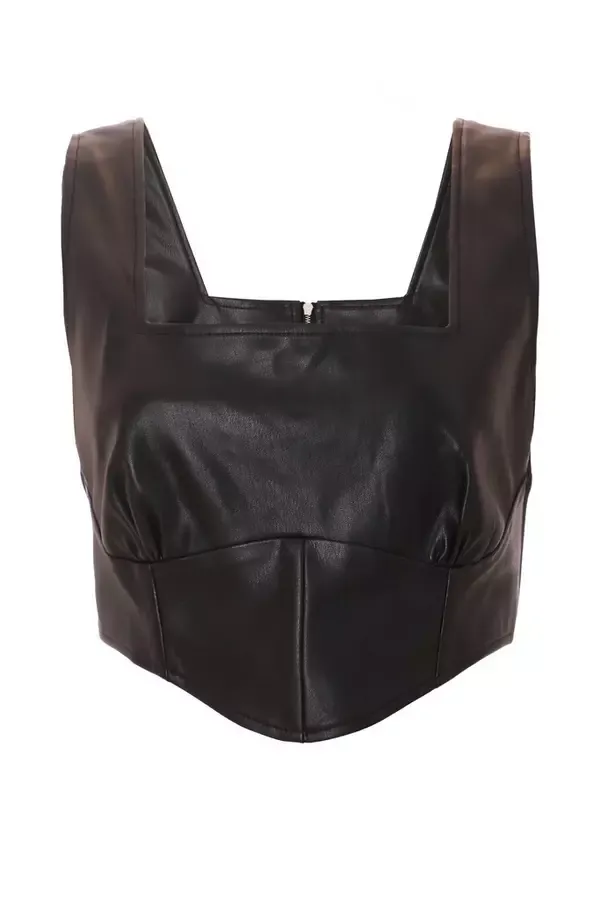 Quiz Clothing Going Out Black Faux Leather Corset Top 8211 Women