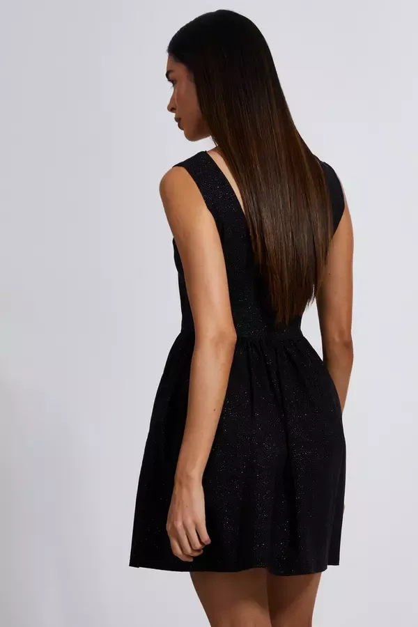 Quiz Clothing Going Out Black Glitter Skater Dress 8211 Women
