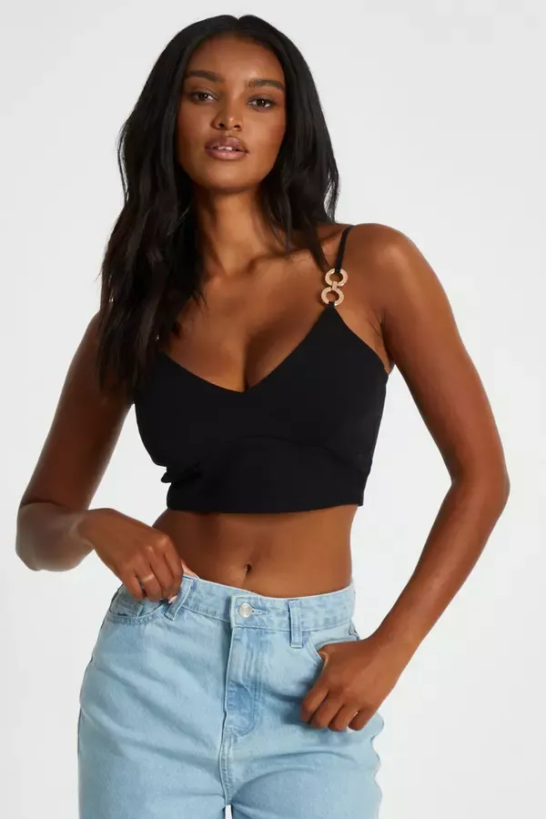 Quiz Clothing Going Out Black Gold Strappy Crop Top 8211 Women