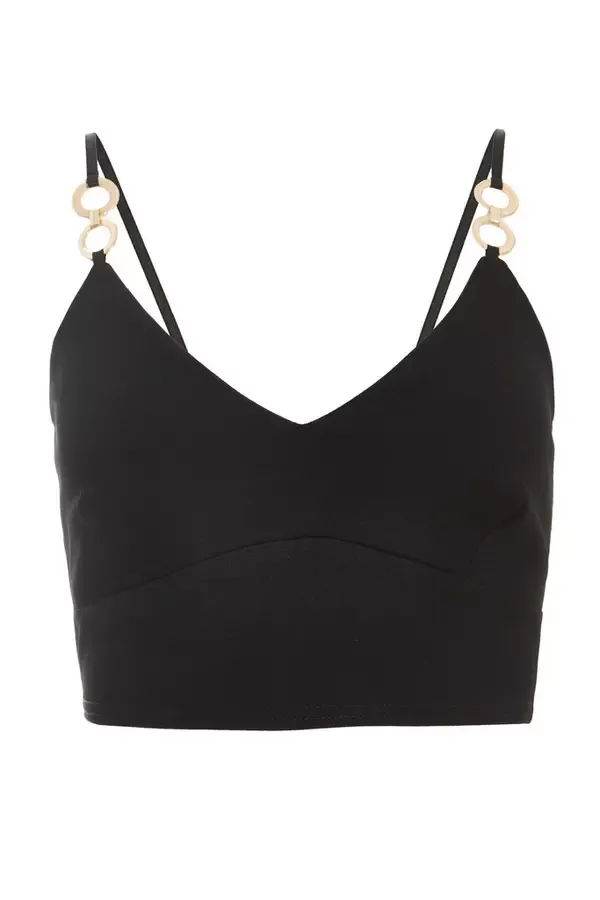 Quiz Clothing Going Out Black Gold Strappy Crop Top 8211 Women