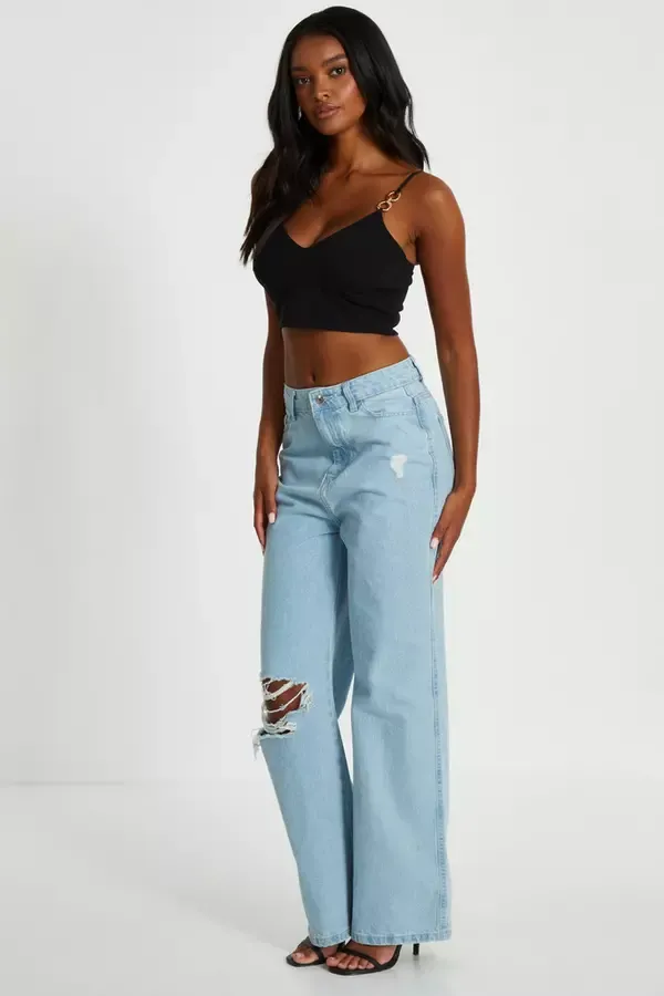 Quiz Clothing Going Out Black Gold Strappy Crop Top 8211 Women