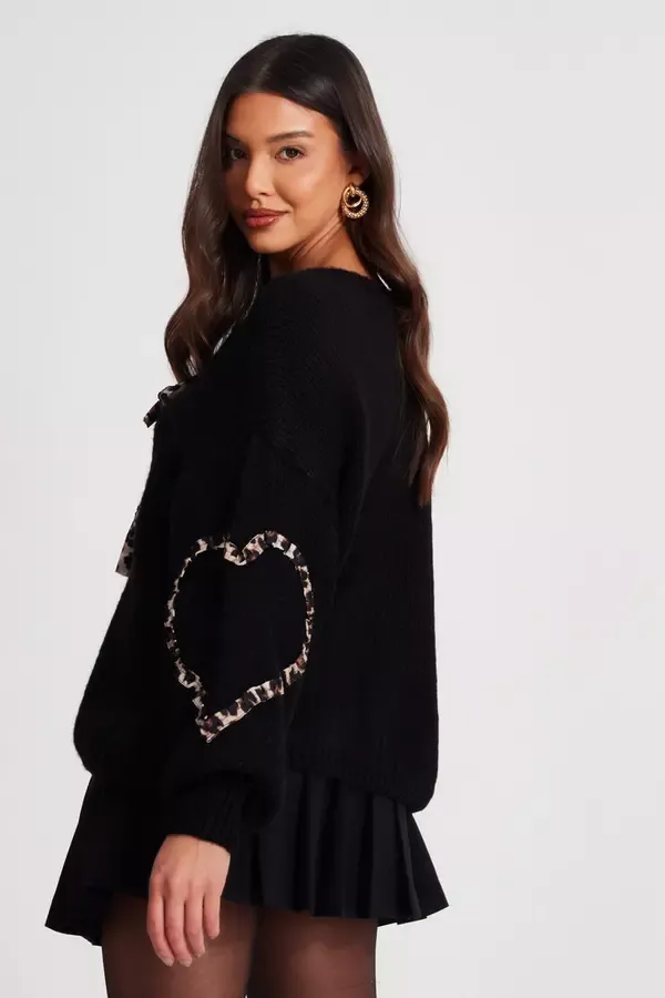 Quiz Clothing Going Out Black Knit Leopard Trim Cardigan 8211 Women