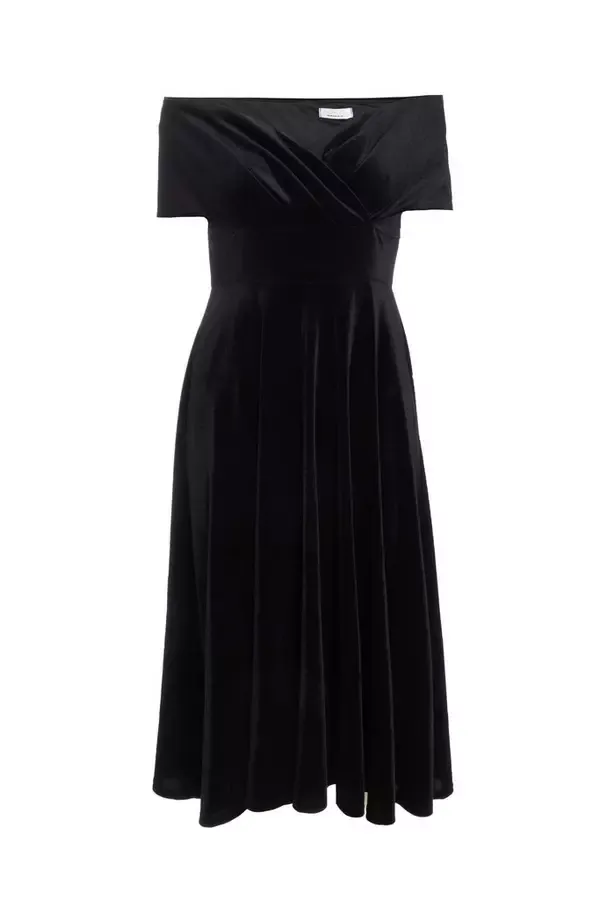 Quiz Clothing Going Out Black Velvet Bardot Midi Dress 8211 Women