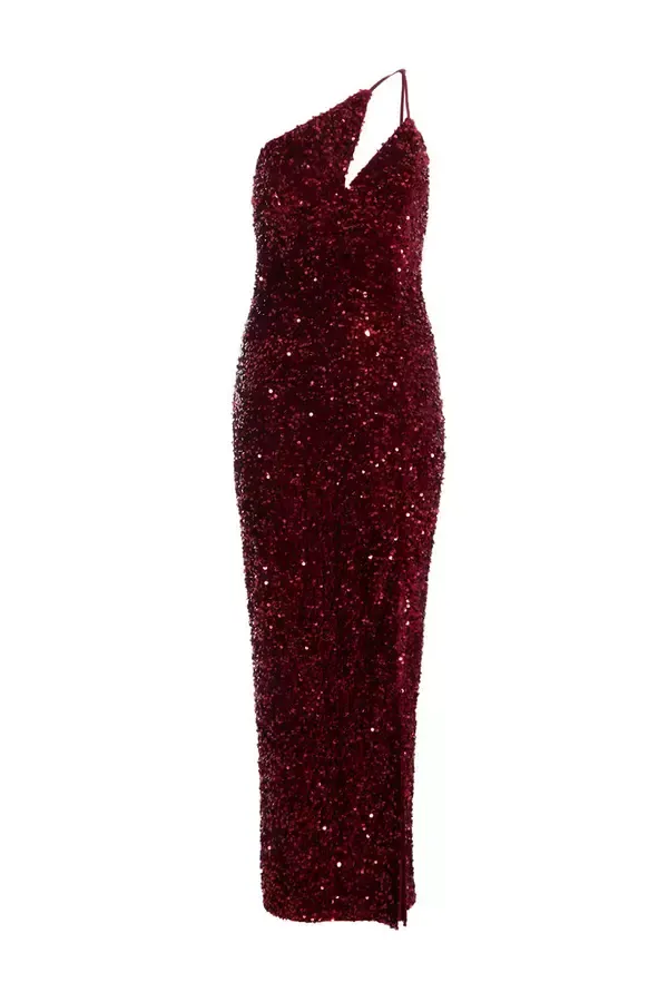 Quiz Clothing Going Out Dark Red Sequin Maxi Dress 8211 Women