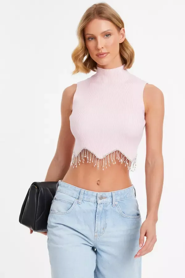 Quiz Clothing Going Out Pink Scalloped Embellished Sleeveless Top 8211 Women