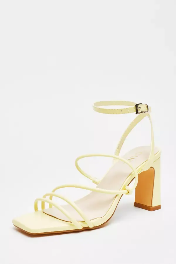 Quiz Clothing Heels Lemon Strappy Block Heeled Sandals 8211 Women