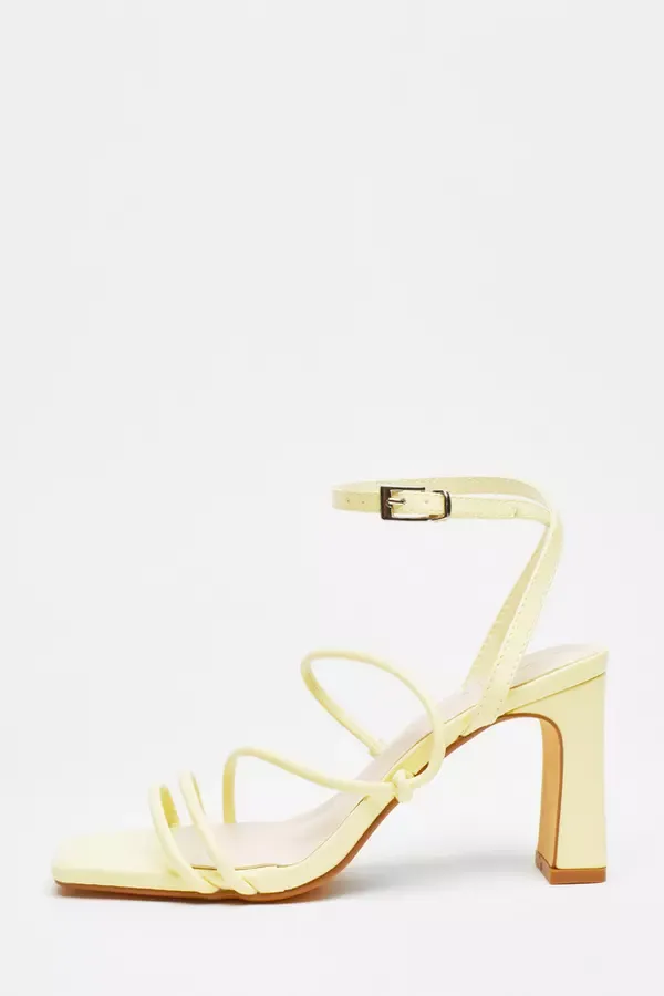 Quiz Clothing Heels Lemon Strappy Block Heeled Sandals 8211 Women